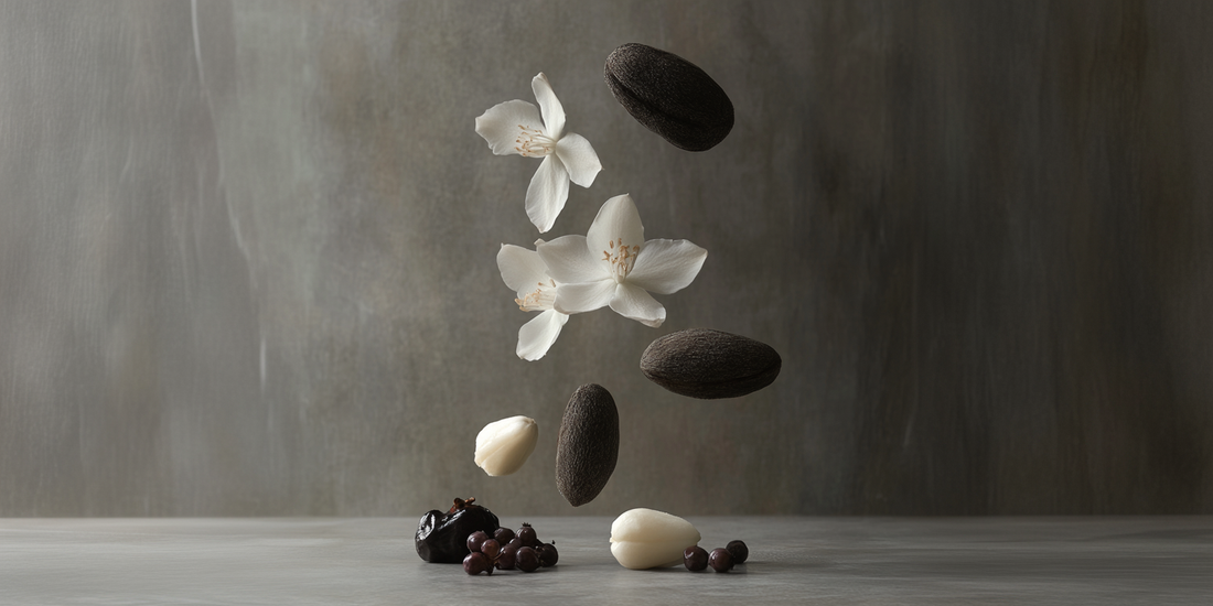 Nine Scent Ingredients in an abstract background