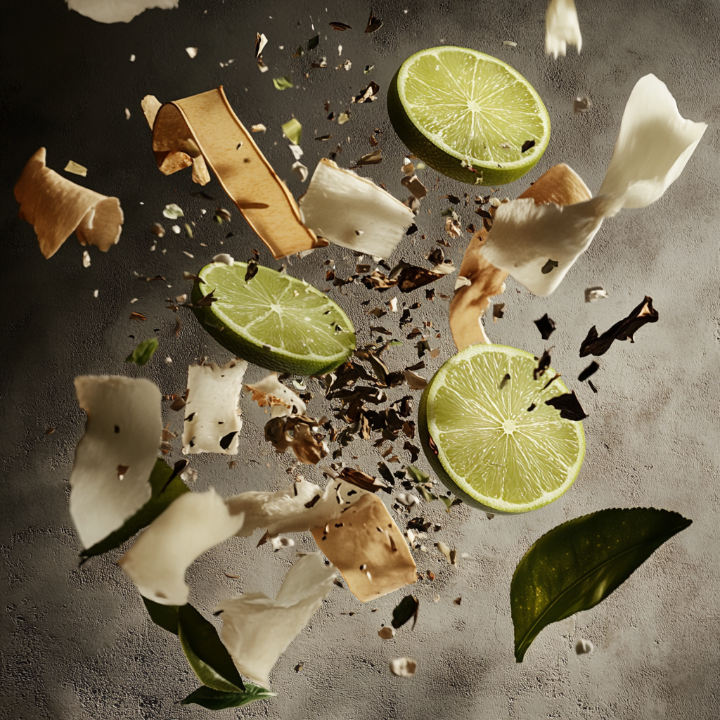 Four Ingredients in an abstract background